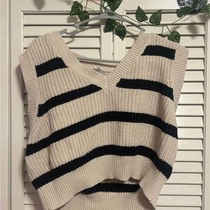 Striped Knit Sleeveless Sweater Vest